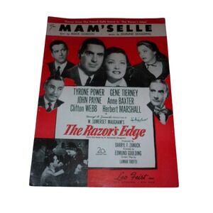 Vintage‎ 1947 Mam'selle Sheet Music The Razor's Edge Gene Tierney Tyrone Power